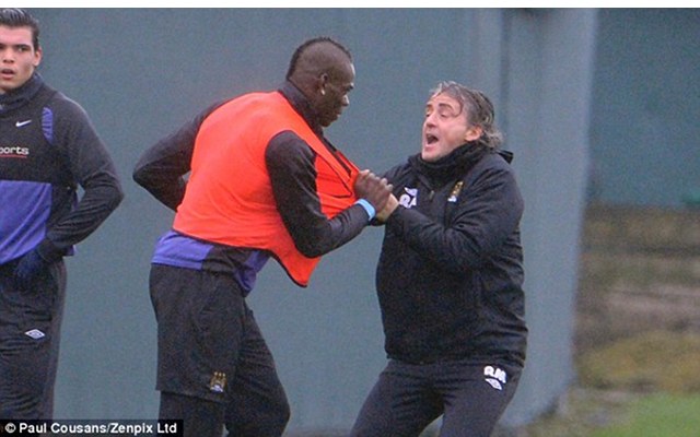 Private: (Image): Mario Balotelli in training ground bust-up with boss Mancini