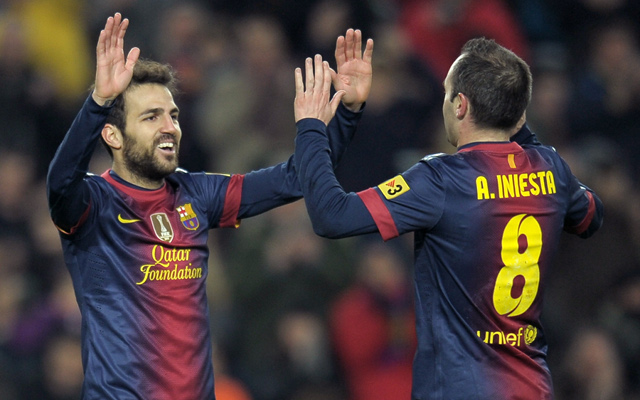 Private: (GIF) Cesc Fabregas and Andres Iniesta combine to score a beautiful goal for Barcelona