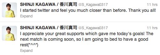 Shinji Kagawa tweet