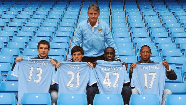 Mancini Kolarov Toure Boateng Silva Manchester City