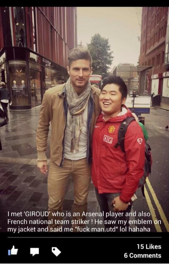 giroud with man united fan