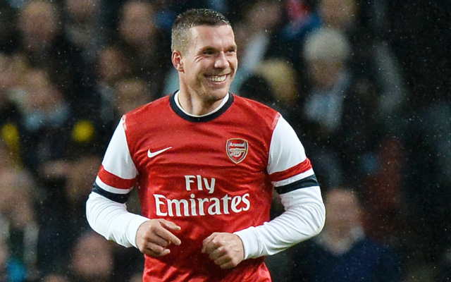 (Image) Lukas Podolski trains as Arsenal players ask Arsene Wenger to start him