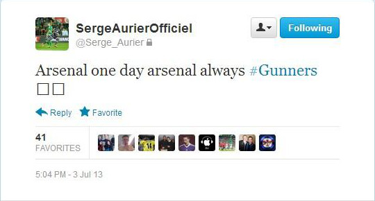 Toulouse Serge Aurier Tweet Arsenal Transfer