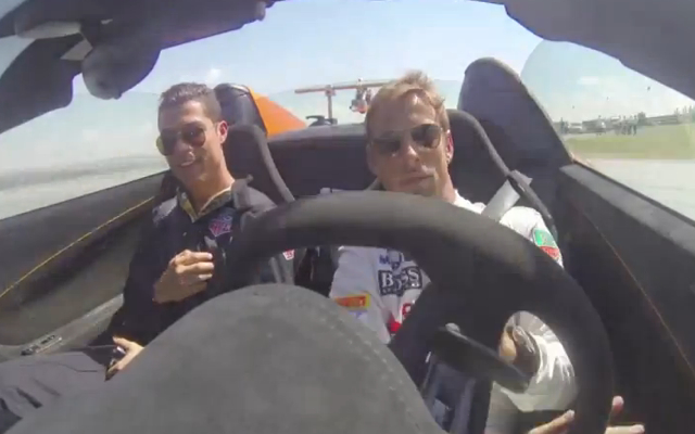 (Video) McLaren F1 driver Jenson Button takes Real Madrid star Cristiano Ronaldo for a wild ride