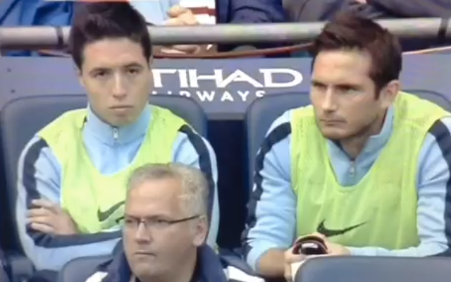 (Video) Samir Nasri & Frank Lampard share unbearably tense moment on Man City bench