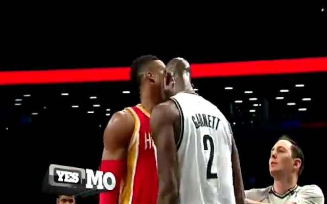 (Video) NBA: Brooklyn Nets star Kevin Garnett head-butts Houston Rockets’ Dwight Howard, sparks brawl