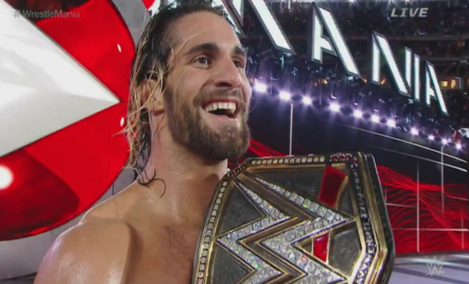 WrestleMania 31 results: Seth Rollins def. Brock Lesnar, Roman Reigns to win WWE World Heavyweight Championship