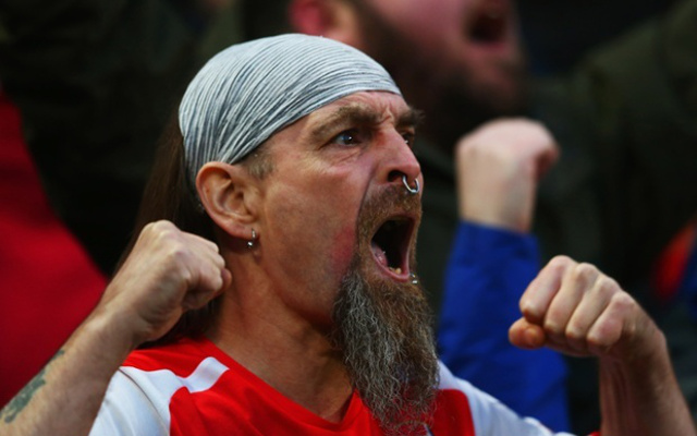 Hairy topless Arsenal fan wears nipple tassels to FA Cup trophy parade