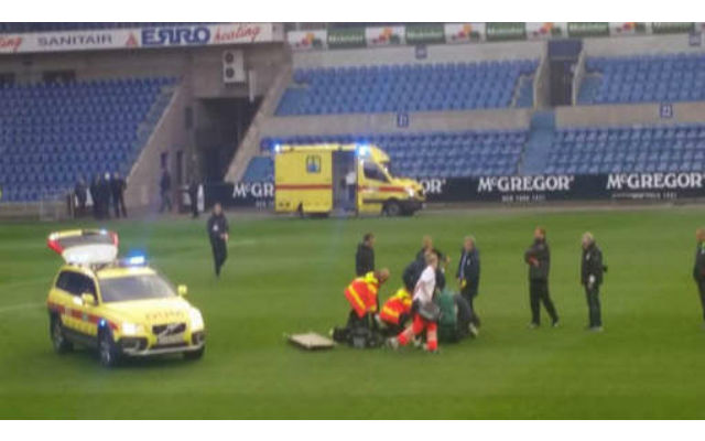 (Image) Worrying pictures of Belgian footballer Gregory Mertens being induced into on-pitch coma after cardiac arrest