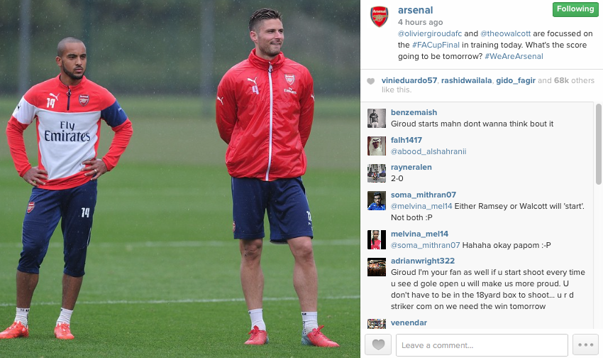 Arsenal Instagram post