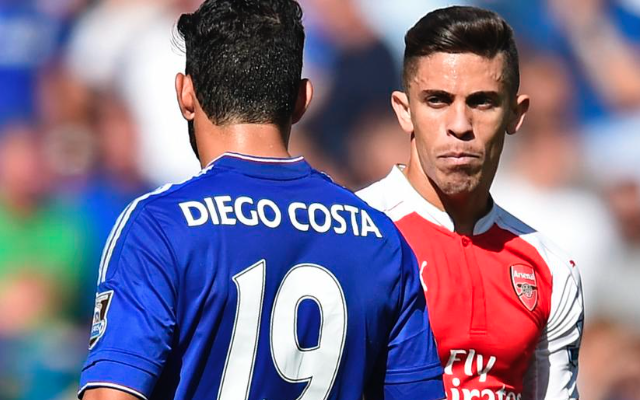 (Video) Gabriel red card shown for tame flick on Diego Costa after Chelsea brute assaults Arsenal defender